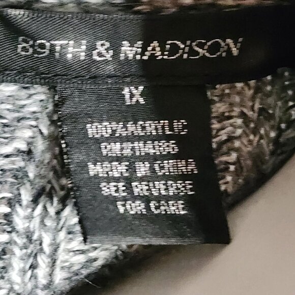 89th & Madison Cardigan Sweater Womens Plus Size 1X Gray Open Knit Long Sleeve - Picture 6 of 6